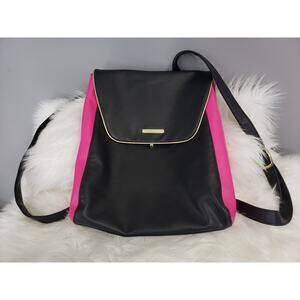Juicy Couture faux leather Backpack Black hot pink y2k travel purse bag beach‎